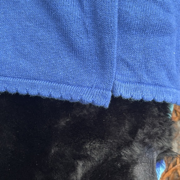 Bon Worth Blue Button Front Cardigan Sweater Embroidered Scalloped Trim Beads M - Picture 12 of 16